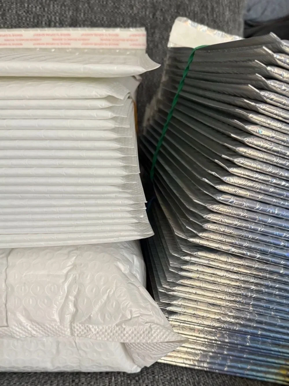 70 white and silver Bubble mailer